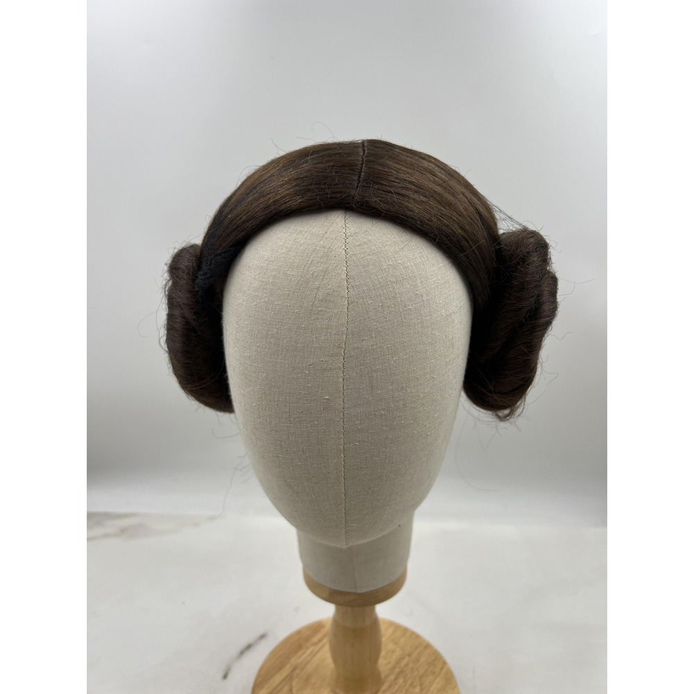 Princess Leia Style Brown Cosplay Wig Space Buns Synthetic Costume Hair Hallowee
